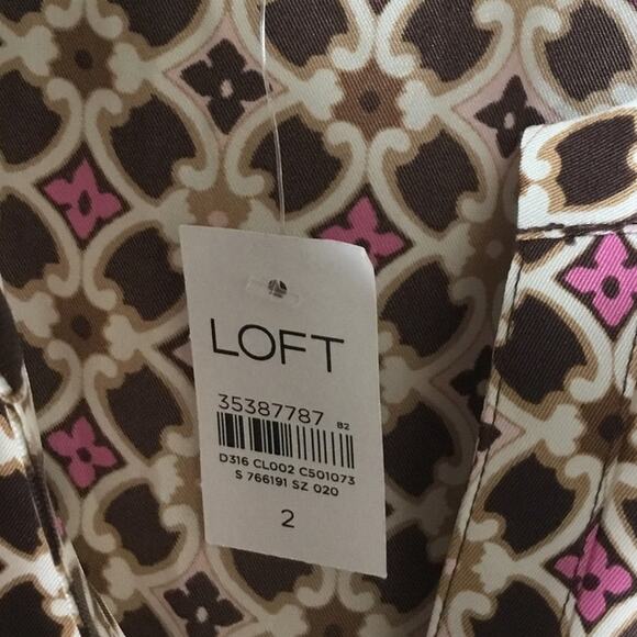 LOFT Geo Split Neck Flare Dress New Womens Size 2 - Picture 5 of 9